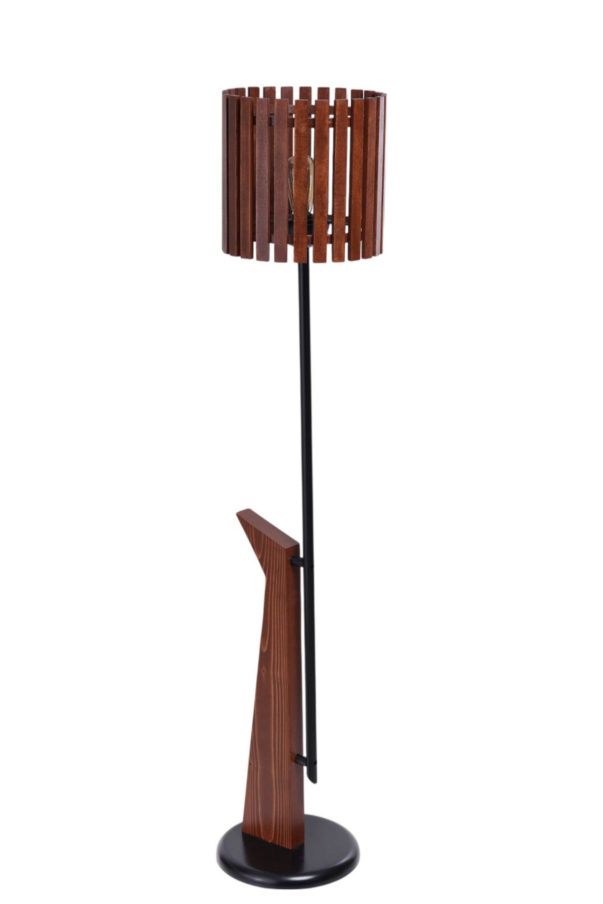 Podna lampa 722, orah, crna