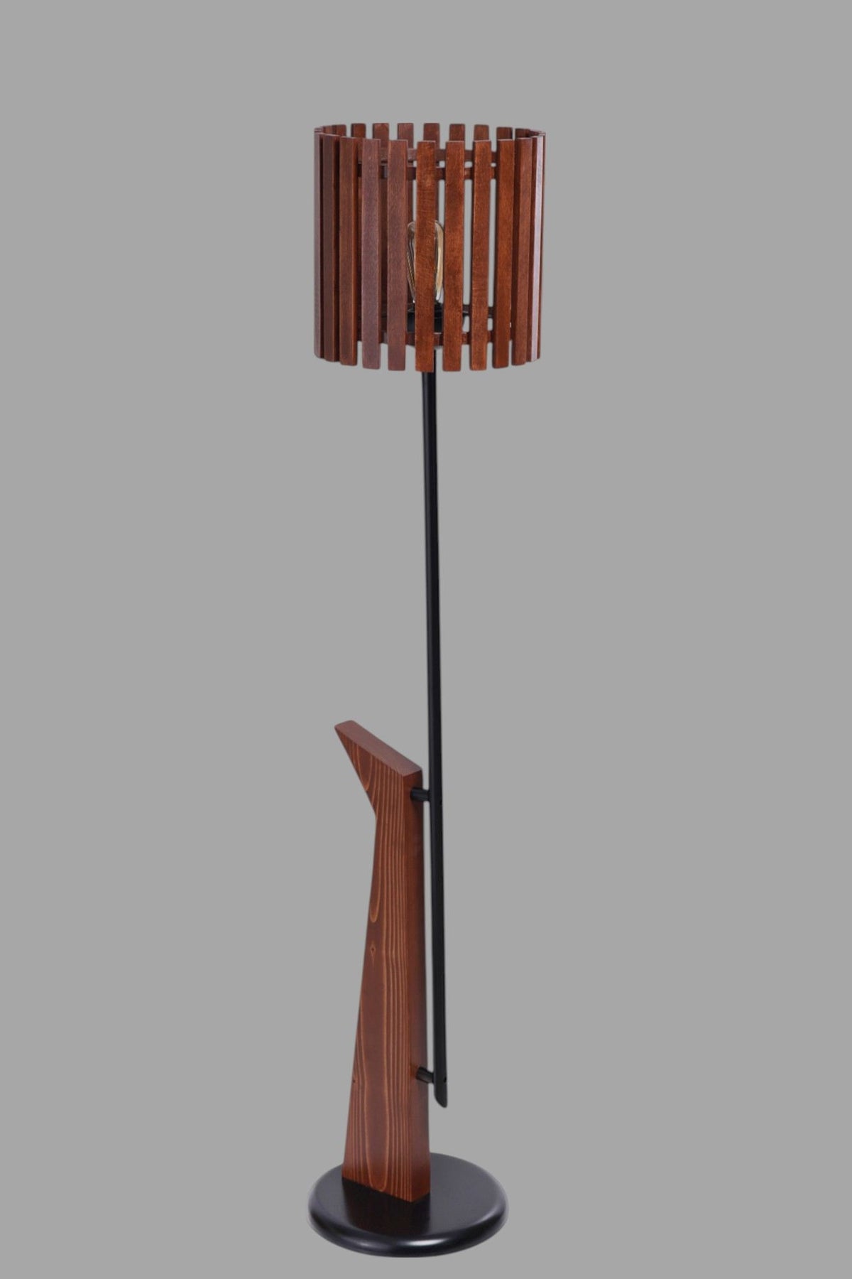 Podna lampa 722, orah, crna