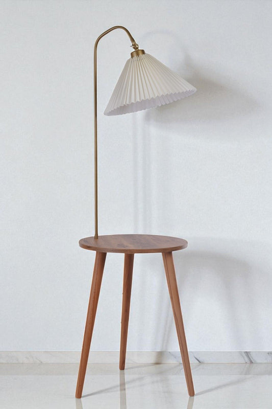 Podna lampa 753, krem, zlatna, bukva
