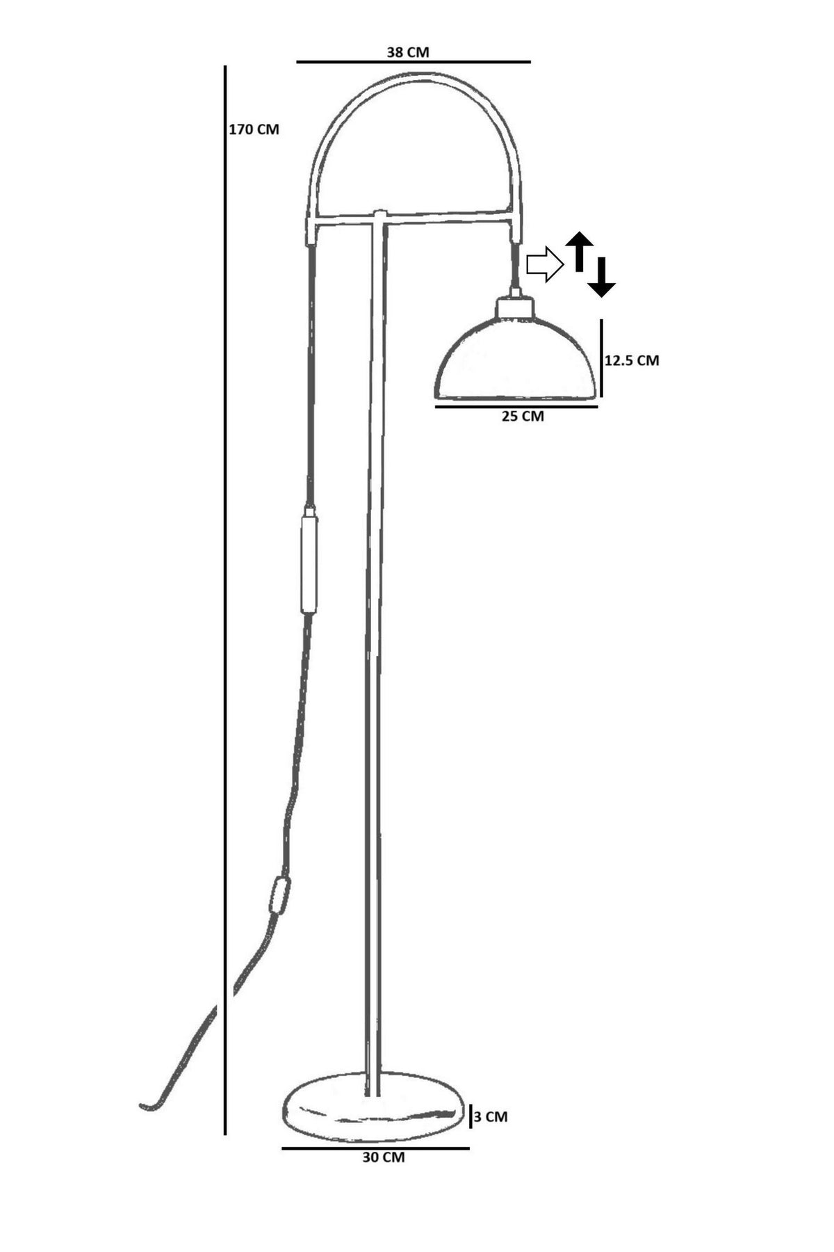 Podna lampa 838, crna