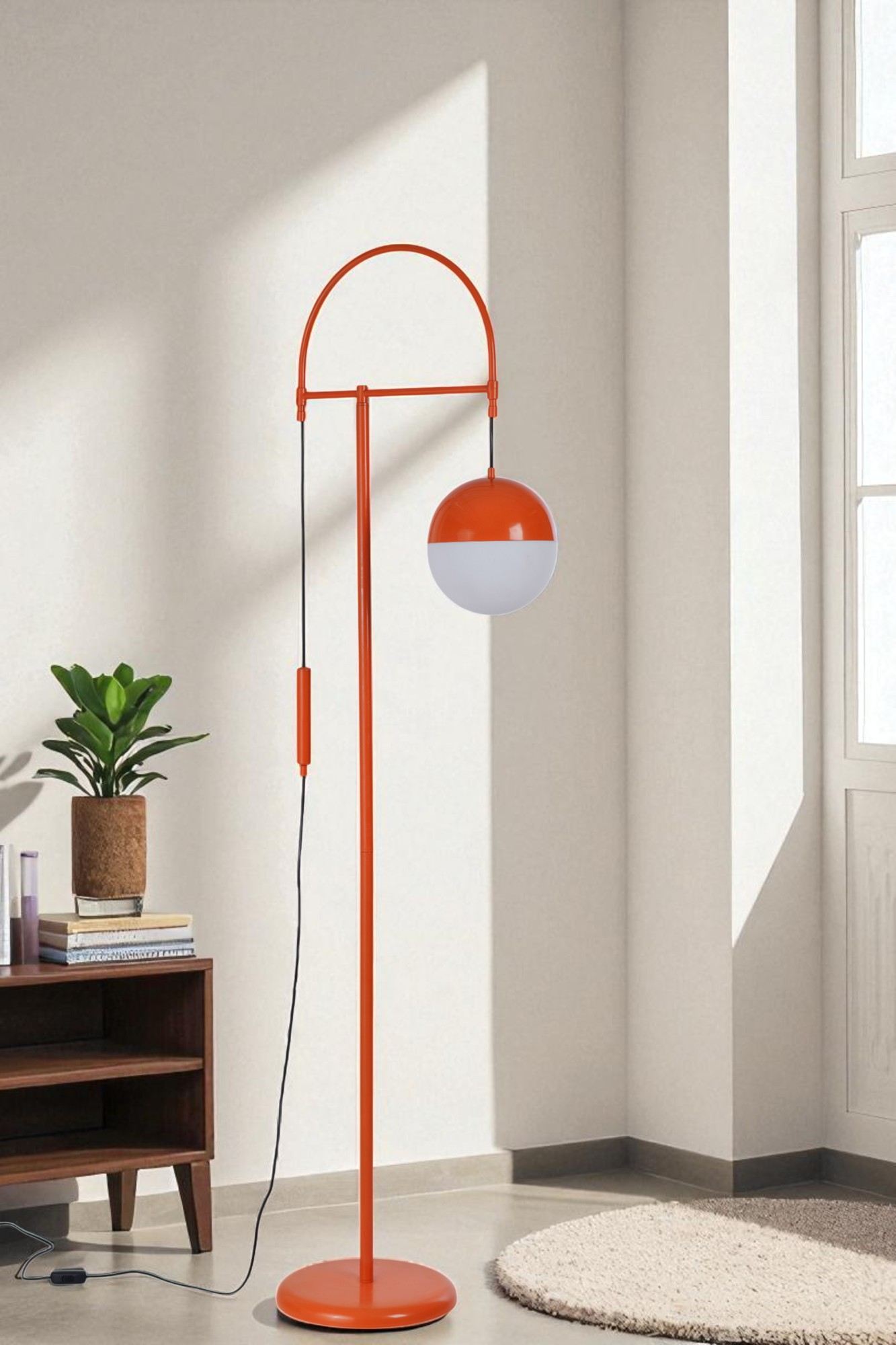 Podna lampa 869, bijela, narančasta
