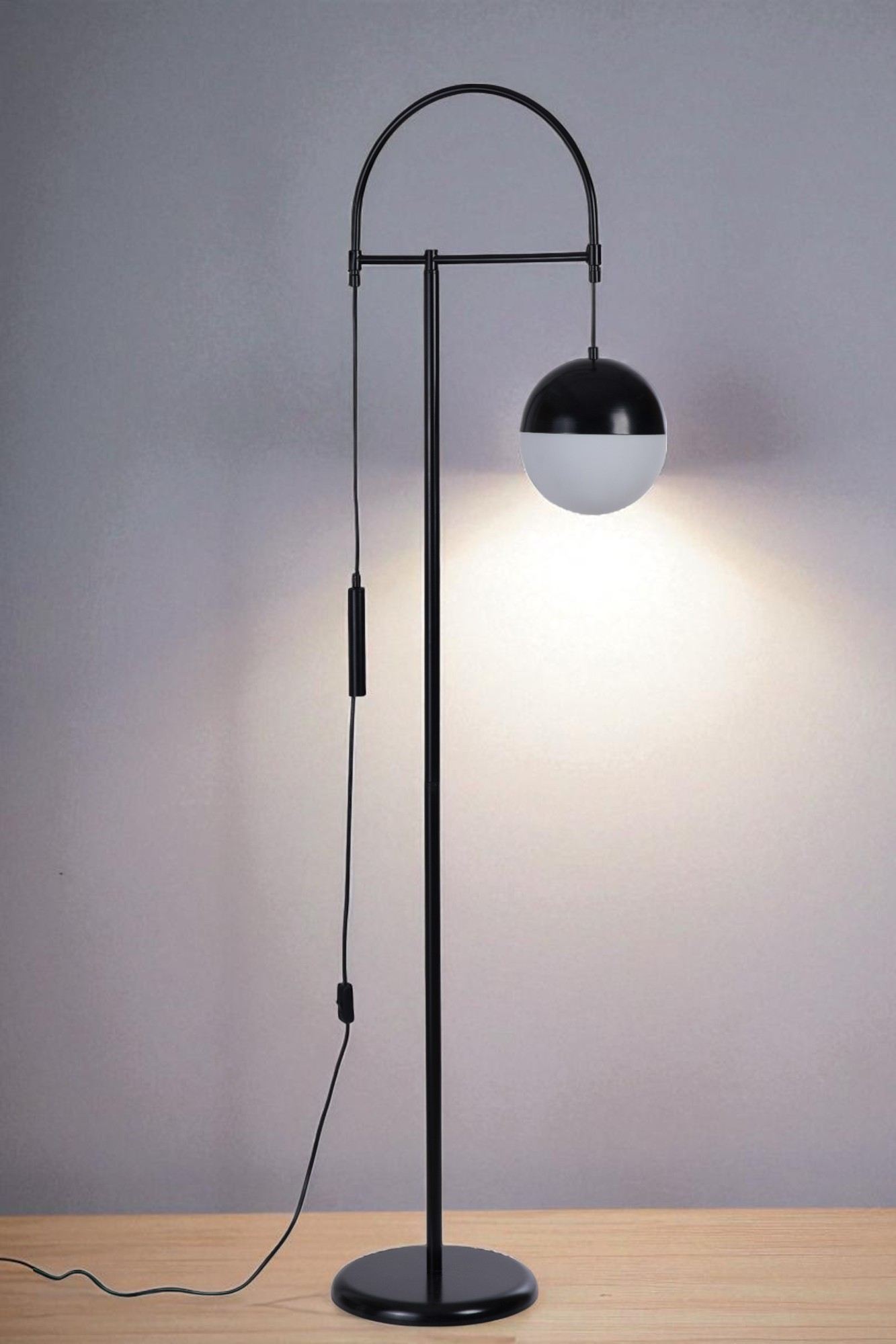 Podna lampa 876, bijela, crna