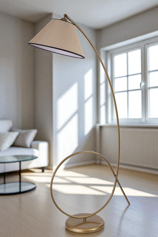 Podna lampa 323, bež, zlatna
