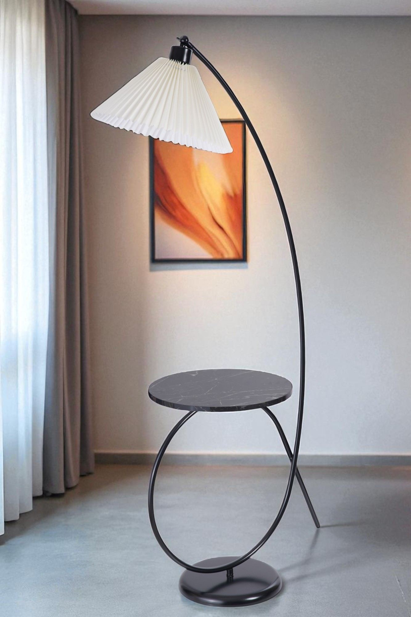 Podna lampa 422, krem, crna