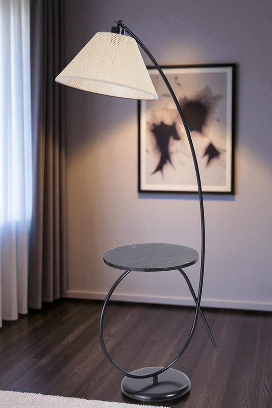 Podna lampa 439, krem, crna