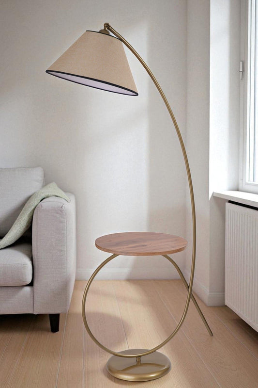 Podna lampa 446, bež, zlatna