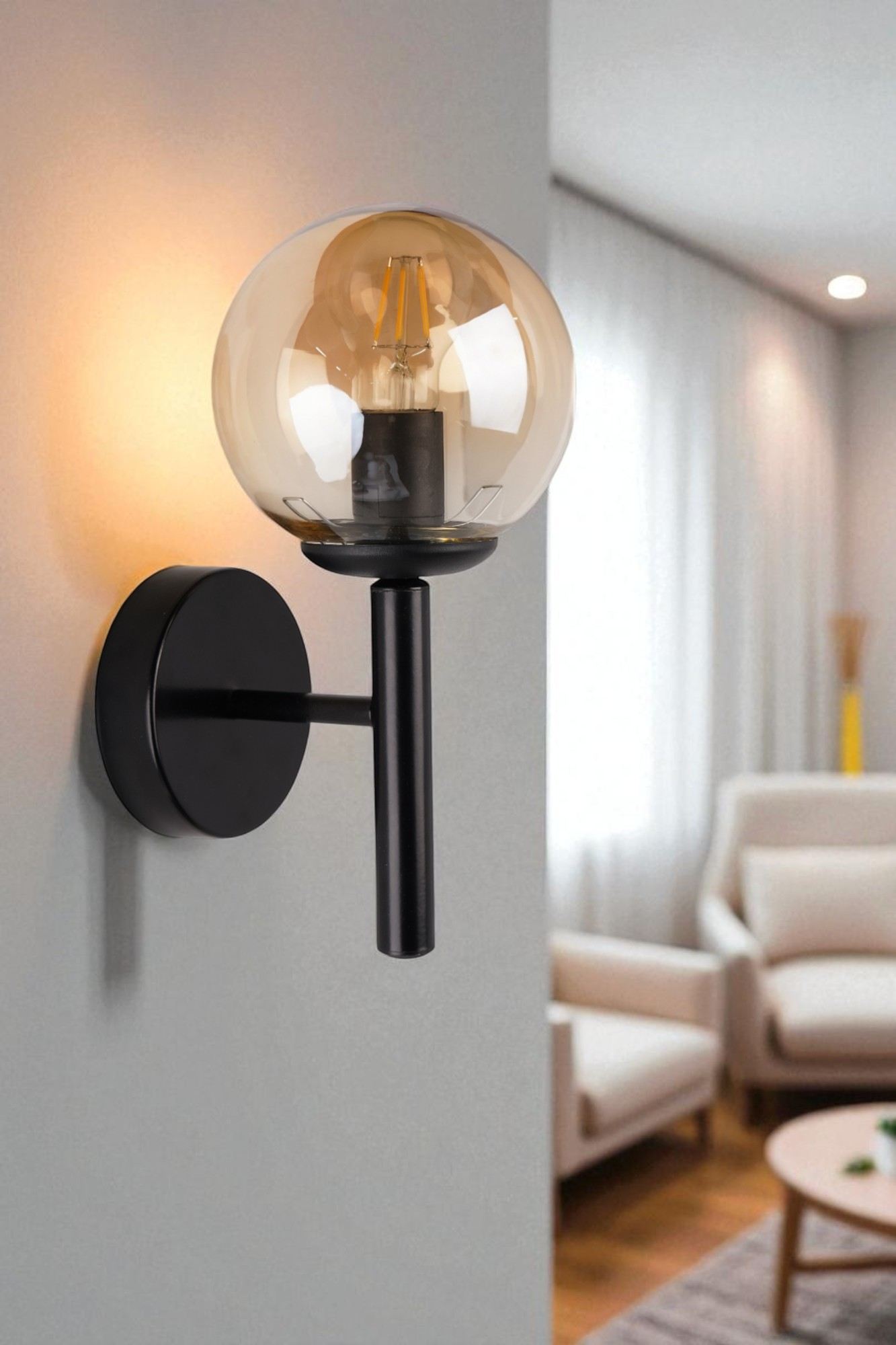 Zidna lampa 649, med, crna