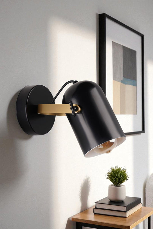 Zidna lampa 687, crna, zlatna
