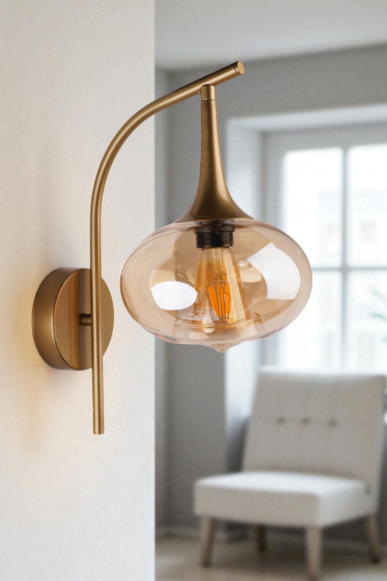 Zidna lampa 809, med, zlatna