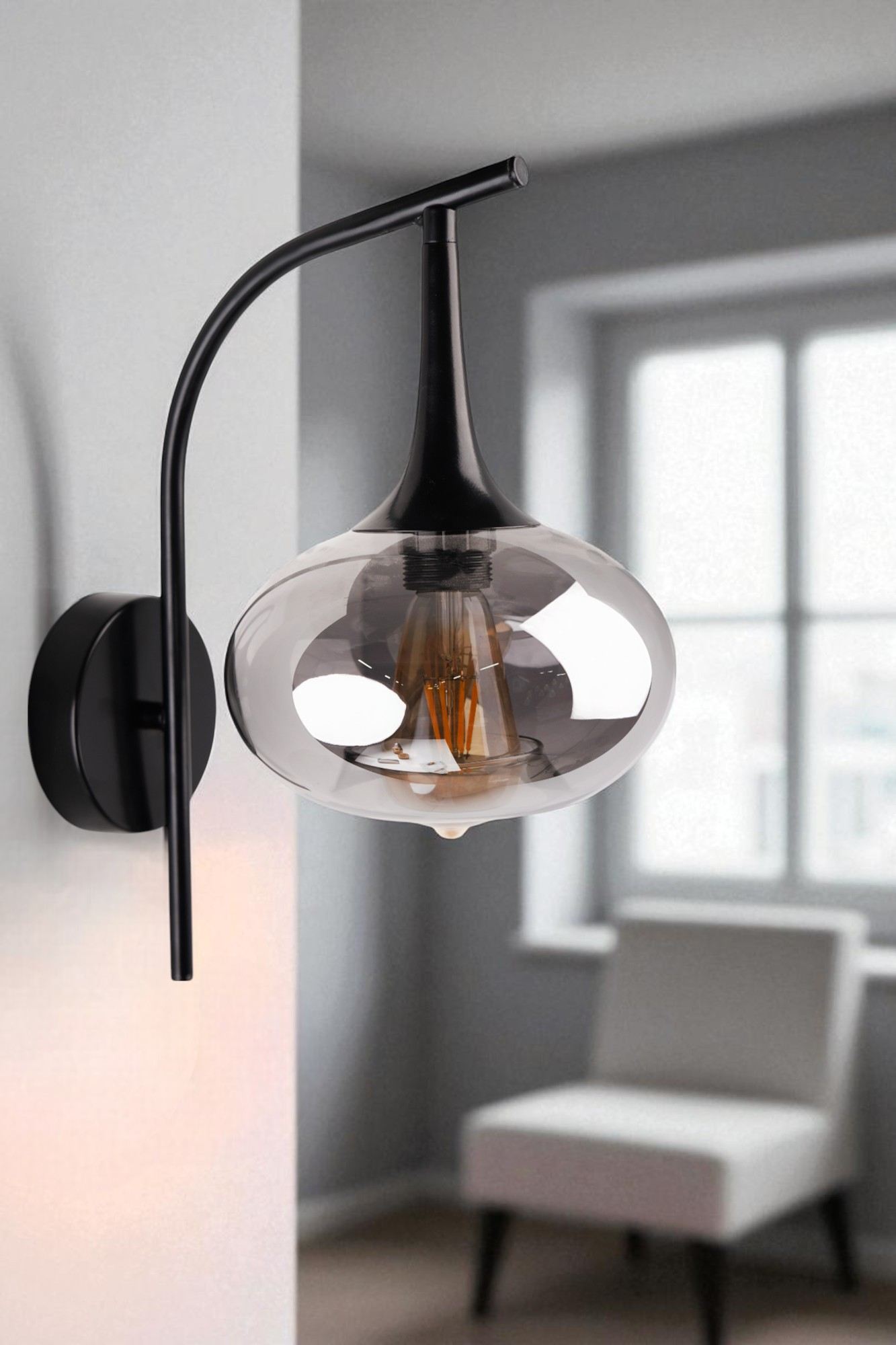Zidna lampa 816, siva, crna