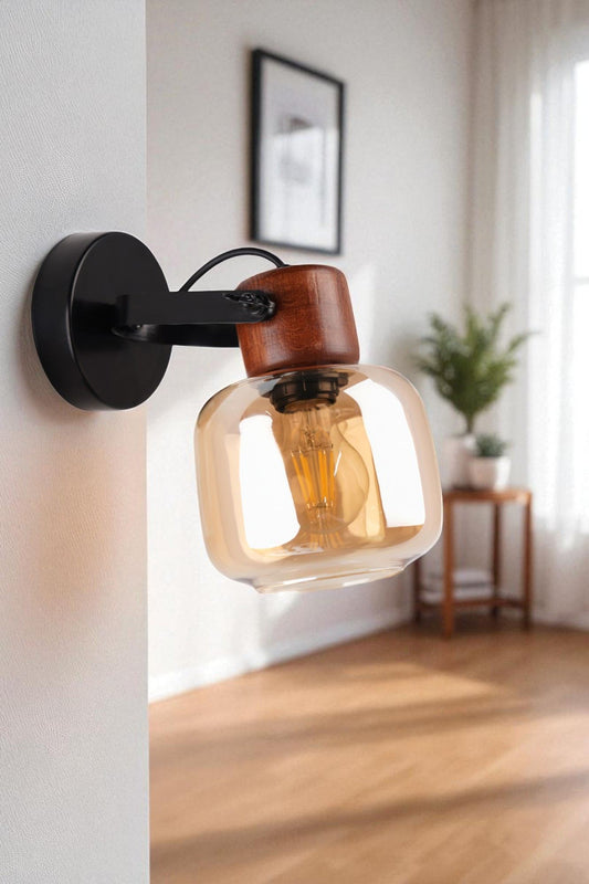 Zidna lampa 892, med, orah, crna