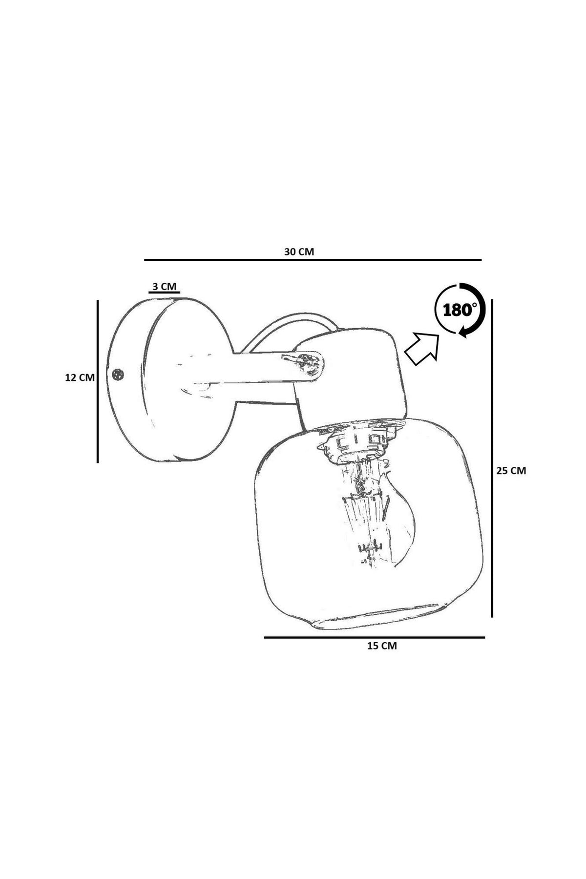 Zidna lampa 892, med, orah, crna