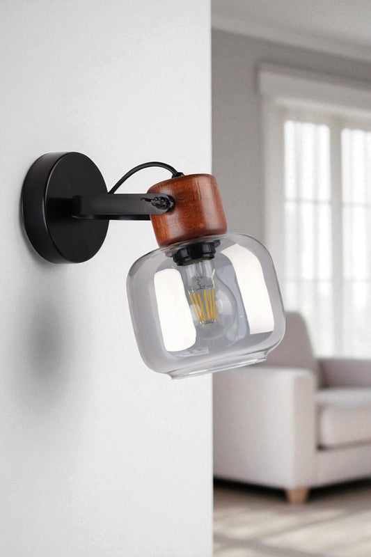 Zidna lampa 908, siva, orah, crna