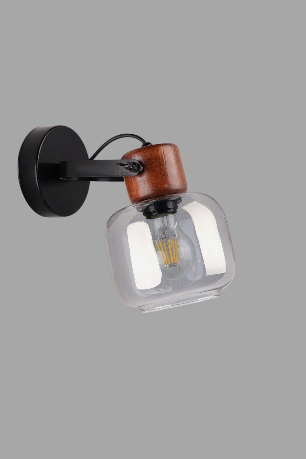 Zidna lampa 908, siva, orah, crna