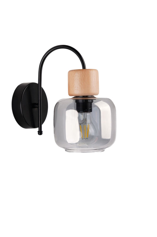 Zidna lampa 922, siva, hrast, crna