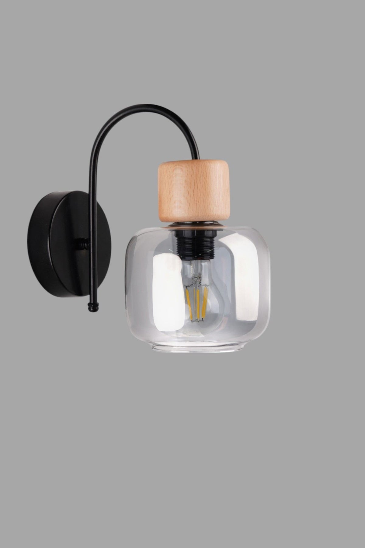 Zidna lampa 922, siva, hrast, crna