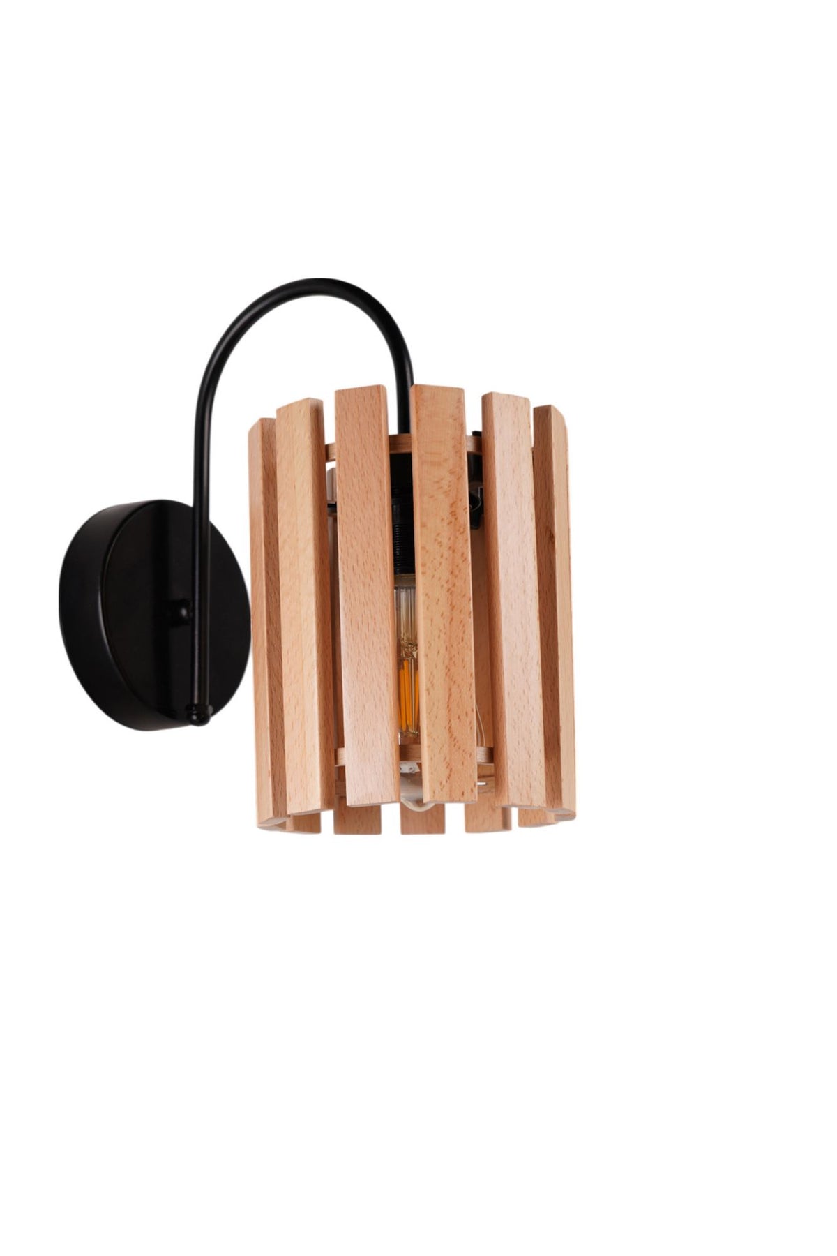 Zidna lampa 946, hrast, crna
