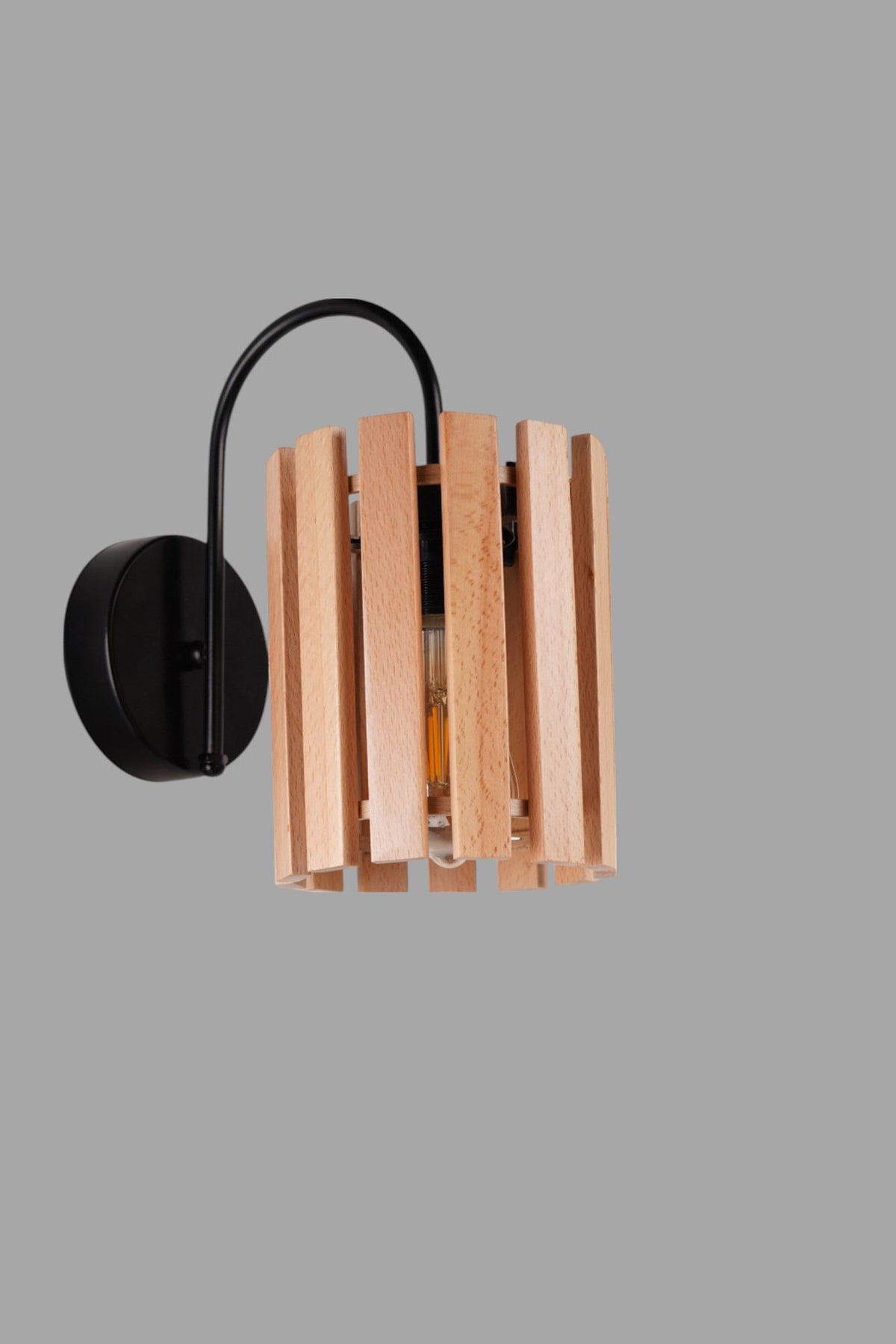 Zidna lampa 946, hrast, crna
