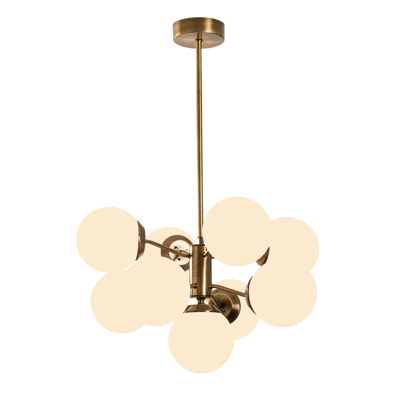 Visilica MUDONI multi vintage- bijela, metal- staklo, promjer 70 cm, visina 80 cm, promjer kugli 15 cm, 9 x E27 40 W, Mudoni - MR - 836