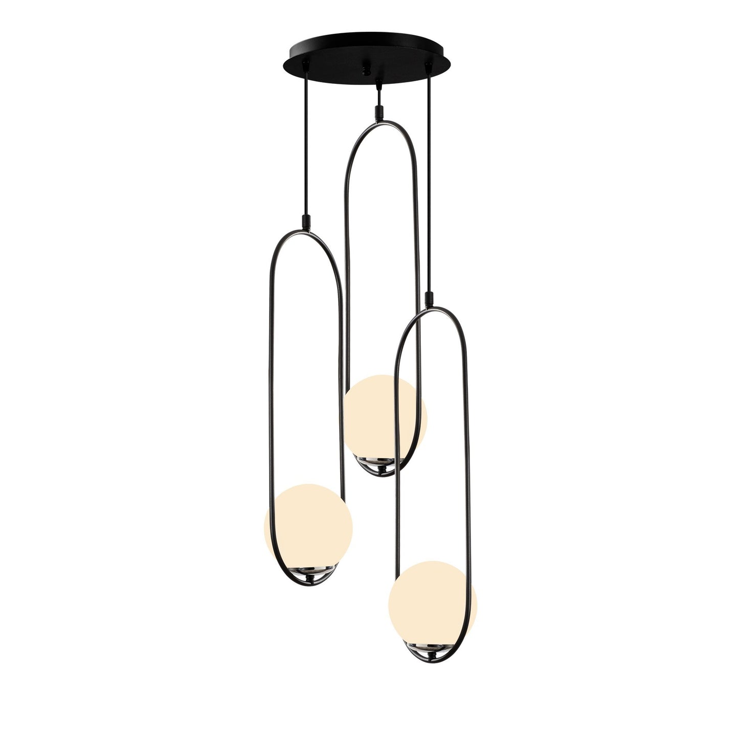 Vislica MUDONI HIGH crna, metla7 staklo, promjer 44 cm, visina 146 cm, promjer kugli 15 cm, 3 x E27 40 W, Mudoni - MR - 935