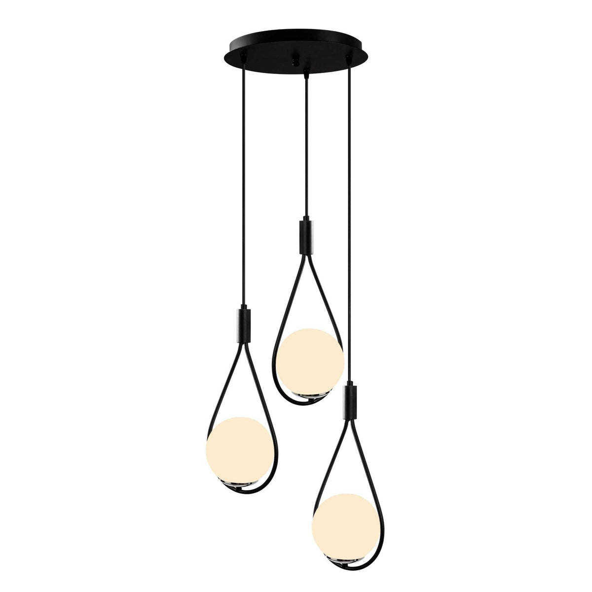 Vislica MUDONI 3 crna, metal-staklo, promjer 45 cm, visina 136 cm, promjer kugli 15 cm, E27 40 W, Mudoni - MR - 938
