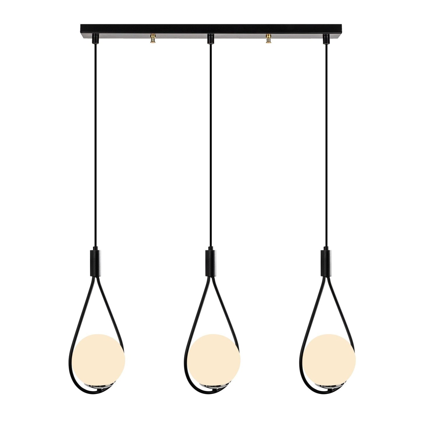 Vislica MUDONI TRIS crna, metal- staklo, 70 x 15 cm, visina 146 cm, promjer kugli 15 cm, 3 x E27 40 W, Mudoni - MR - 939