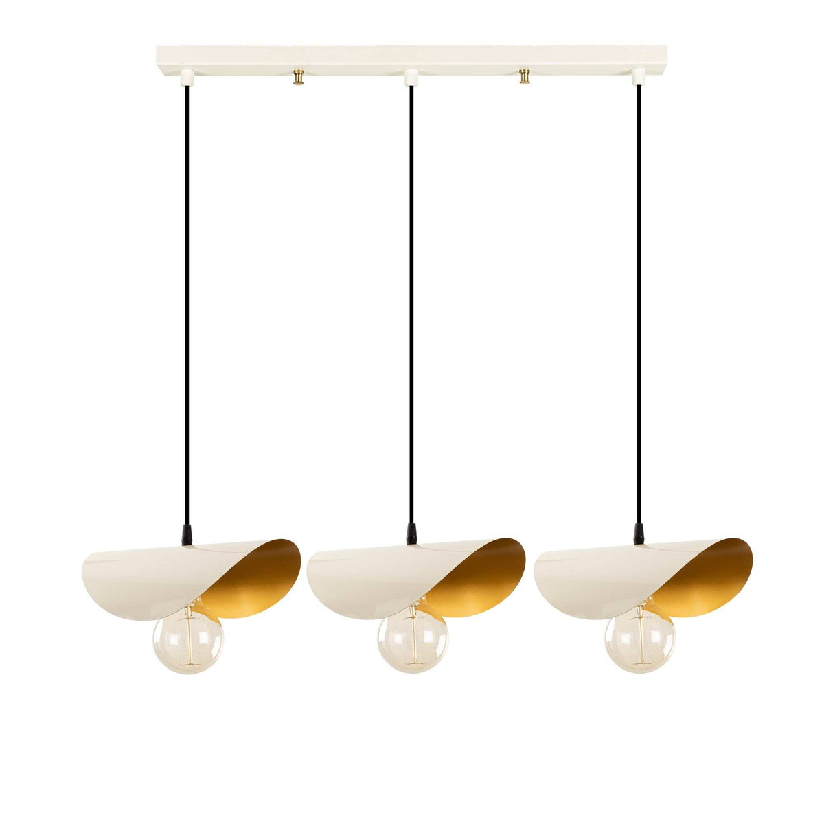 Vislica SIVANI 3 bijelo- zlatno, metal, 80 x 17 cm, visina 106 cm, dimenzija sjenila 30 x 17 x 10 cm, 3 x E27 40 W, Sivani - MR - 965