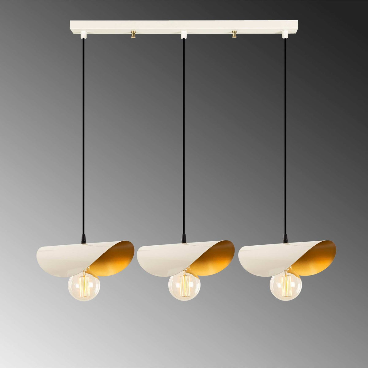 Vislica SIVANI 3 bijelo- zlatno, metal, 80 x 17 cm, visina 106 cm, dimenzija sjenila 30 x 17 x 10 cm, 3 x E27 40 W, Sivani - MR - 965