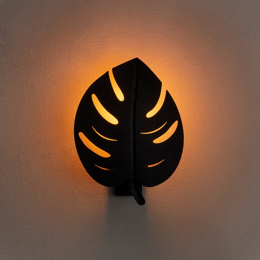 Zidna lampa LEAF crna, metal 21 x 12 cm, visina 28 cm, E27 40 W, Sivani - MR - 843