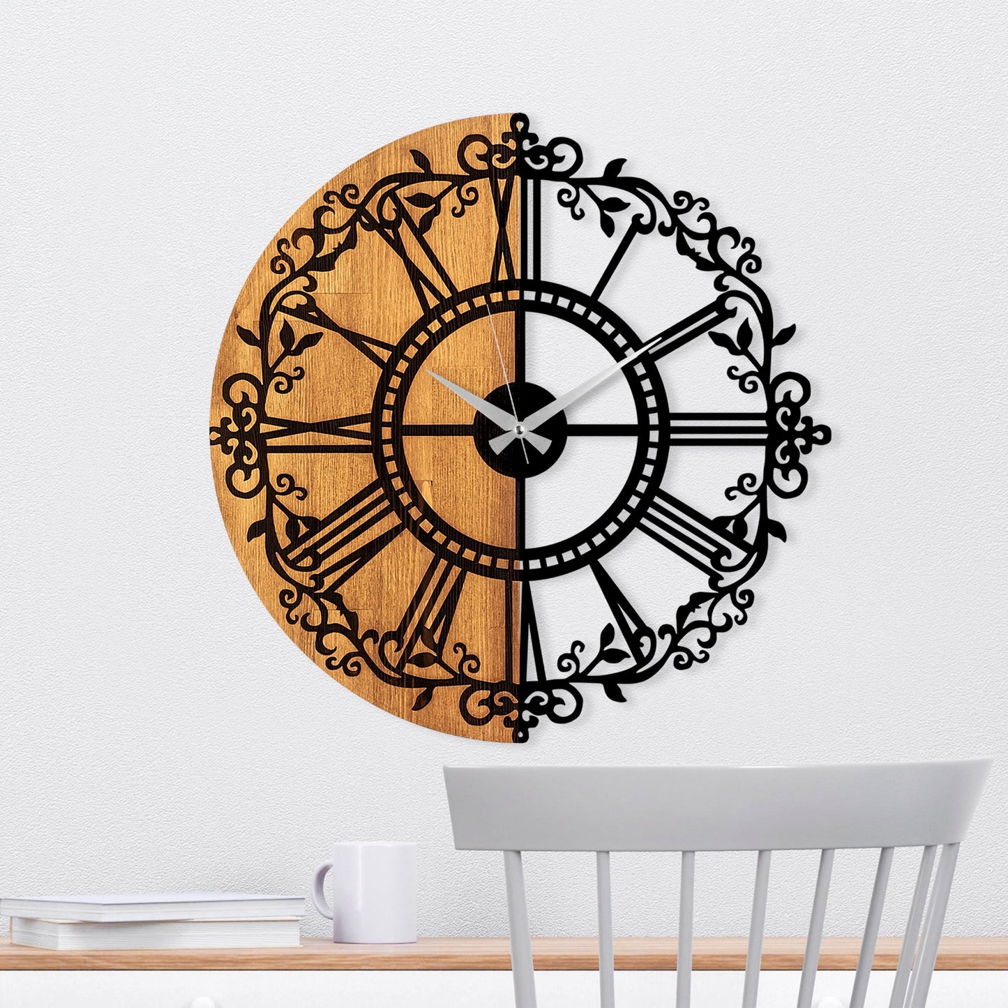 Ukrasni drveni zidni sat, Wooden Clock - 63