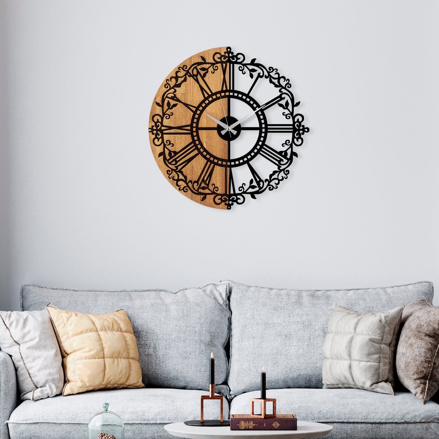 Ukrasni drveni zidni sat, Wooden Clock - 63