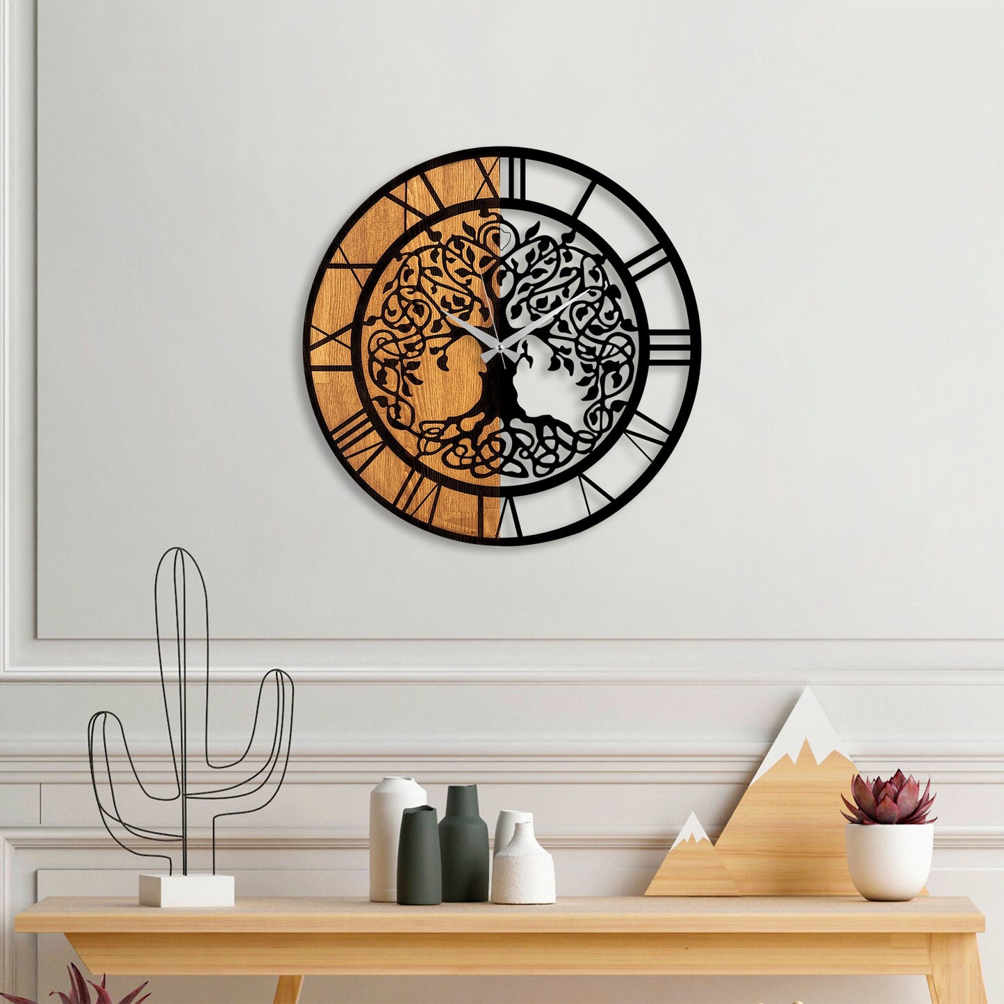 Ukrasni drveni zidni sat, Wooden Clock - 64