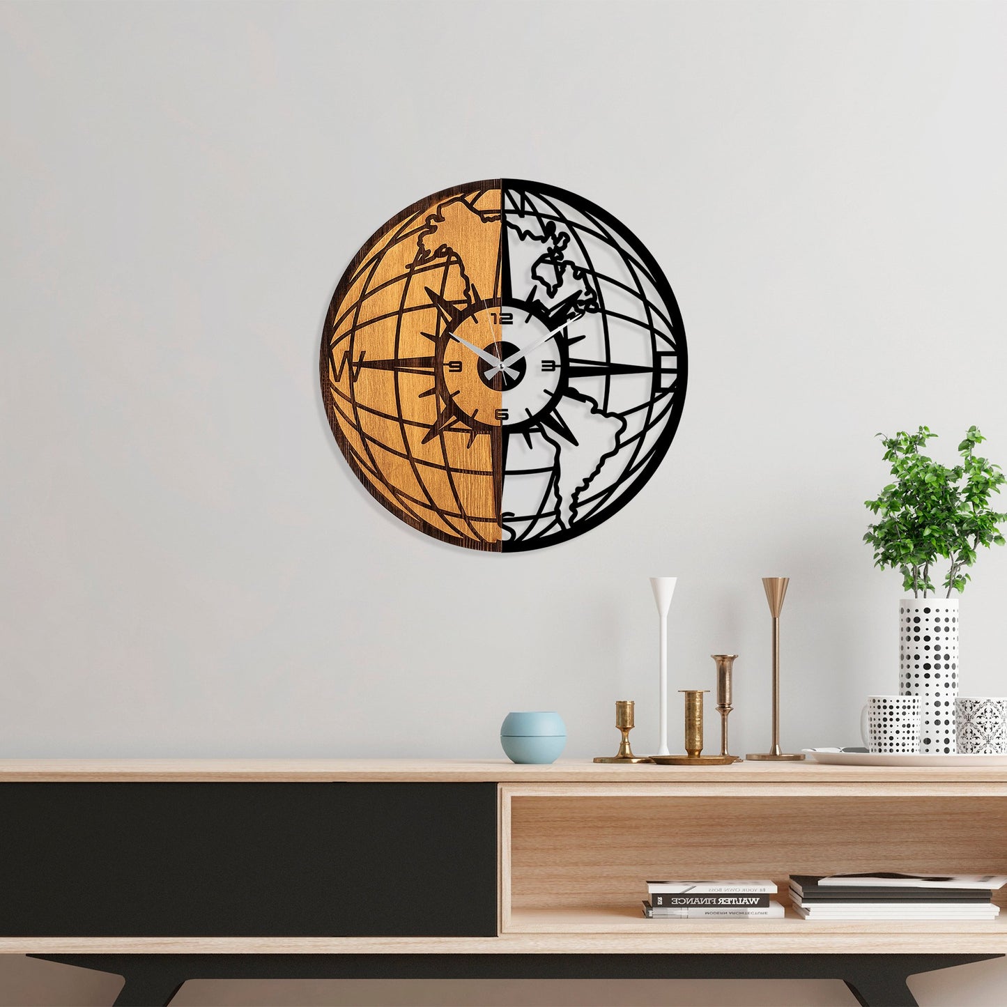 Ukrasni drveni zidni sat, Wooden Clock - 70