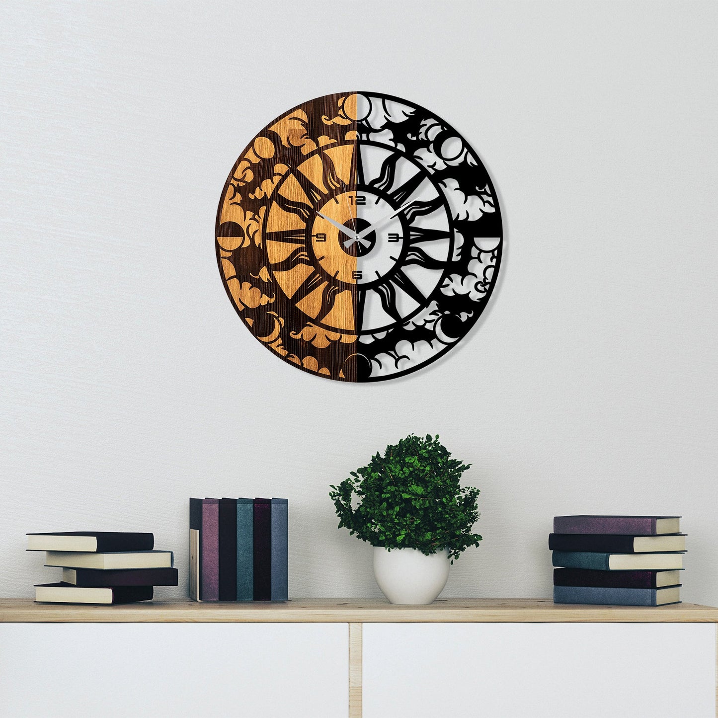 Ukrasni drveni zidni sat, Wooden Clock - 74