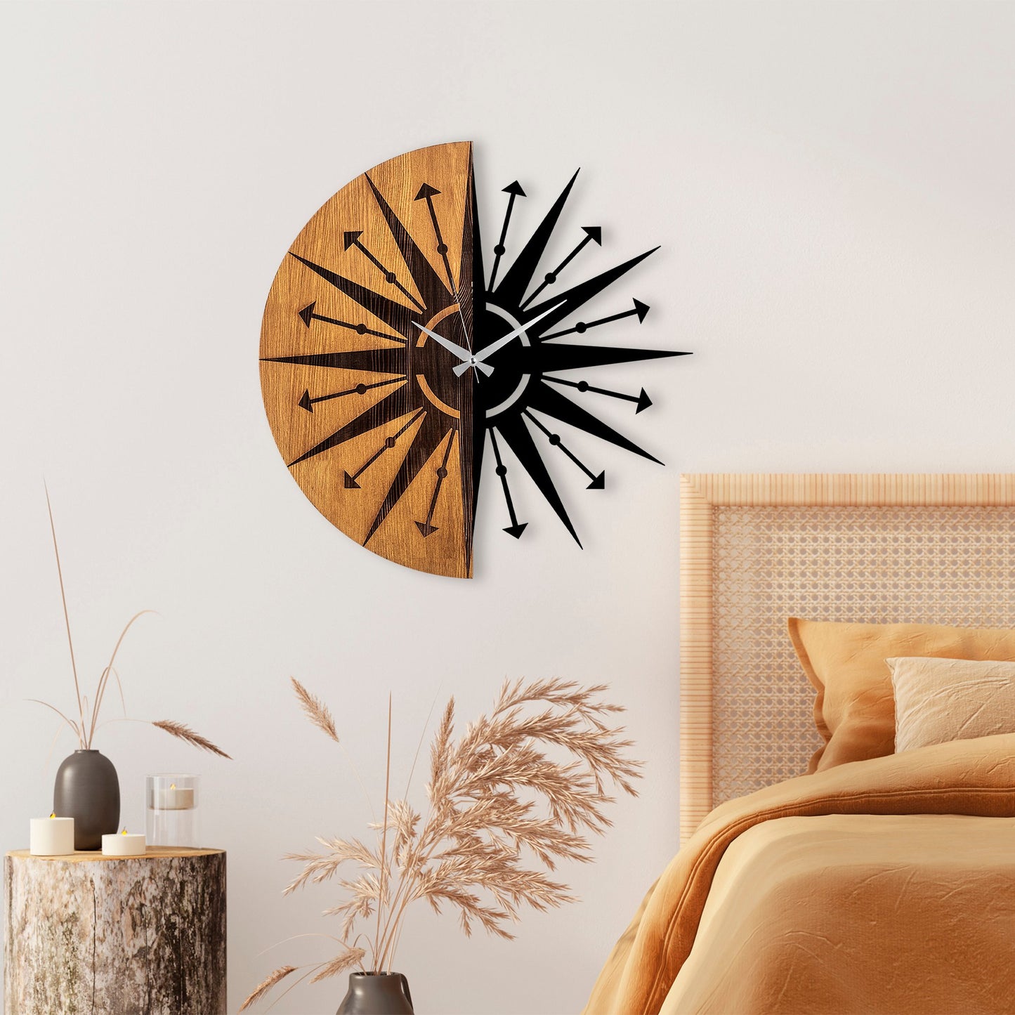 Ukrasni drveni zidni sat, Wooden Clock - 75