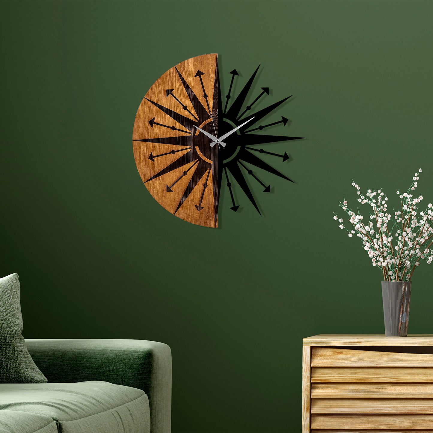 Ukrasni drveni zidni sat, Wooden Clock - 75