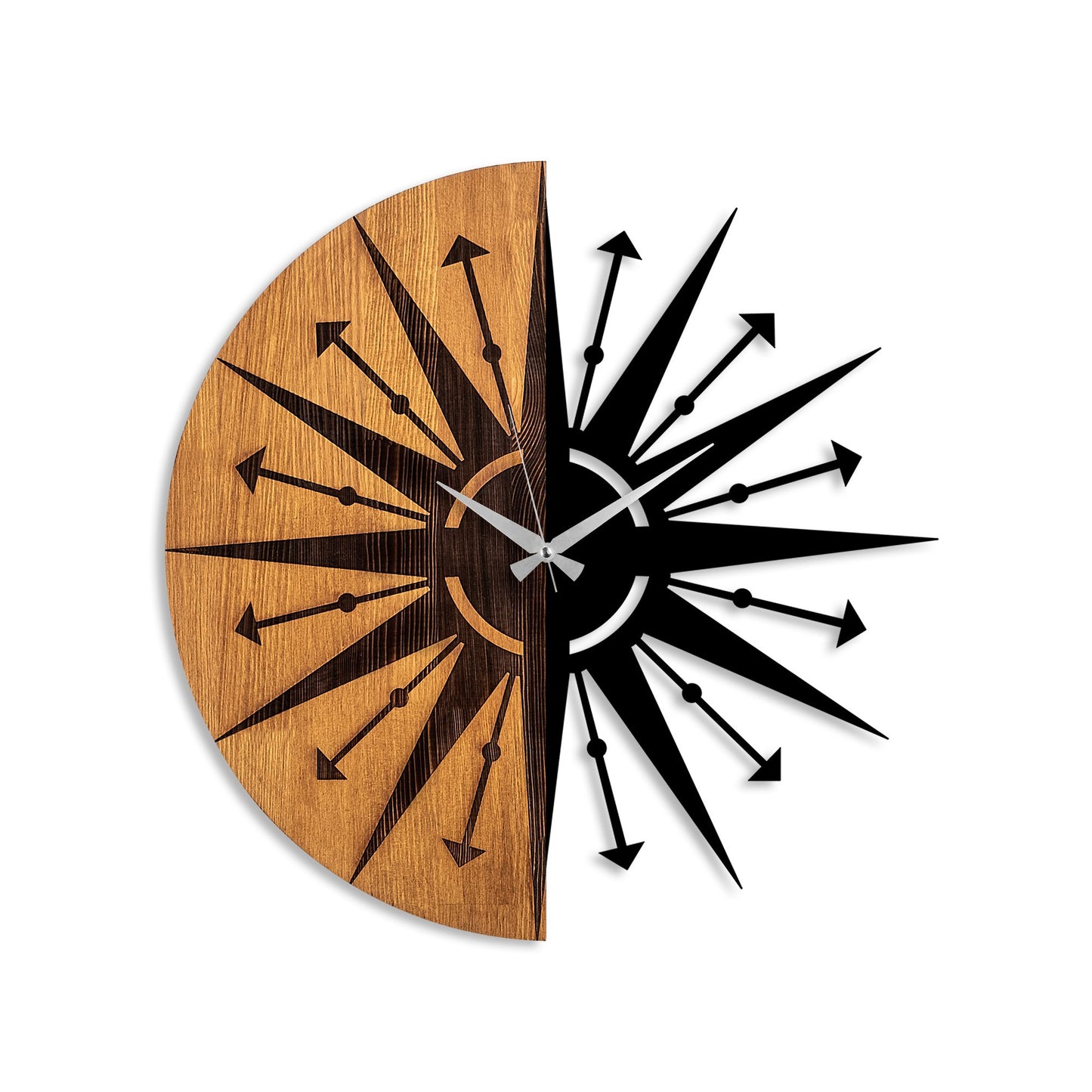 Ukrasni drveni zidni sat, Wooden Clock - 75