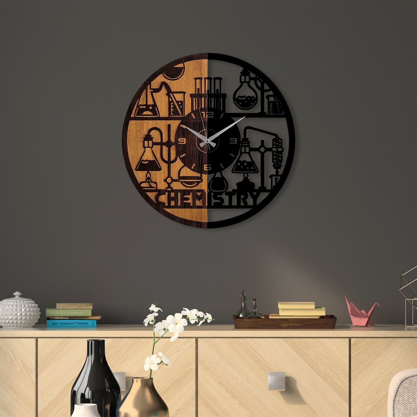 Ukrasni drveni zidni sat, Wooden Clock - 76