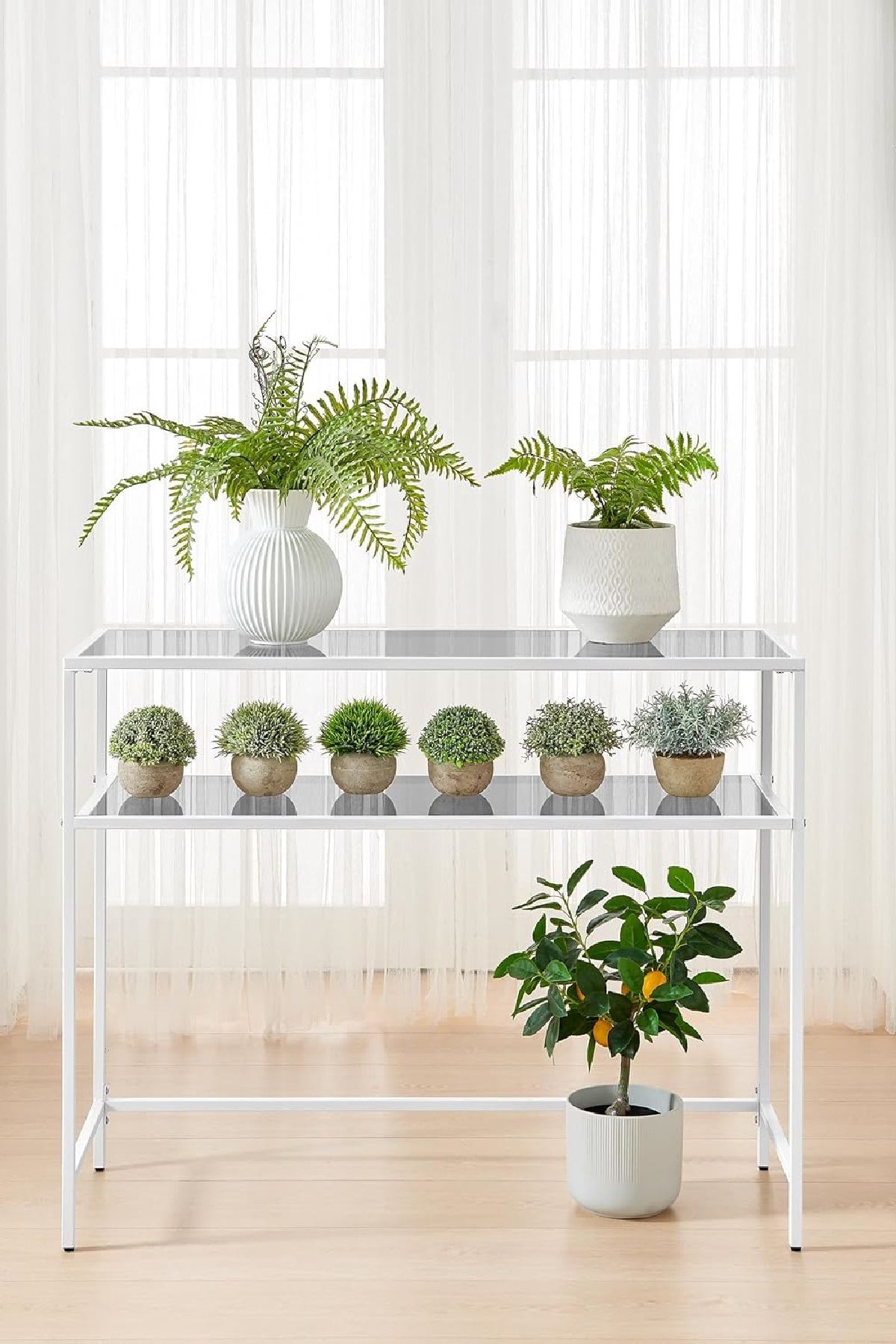 Komoda 202, bijela, prozirna