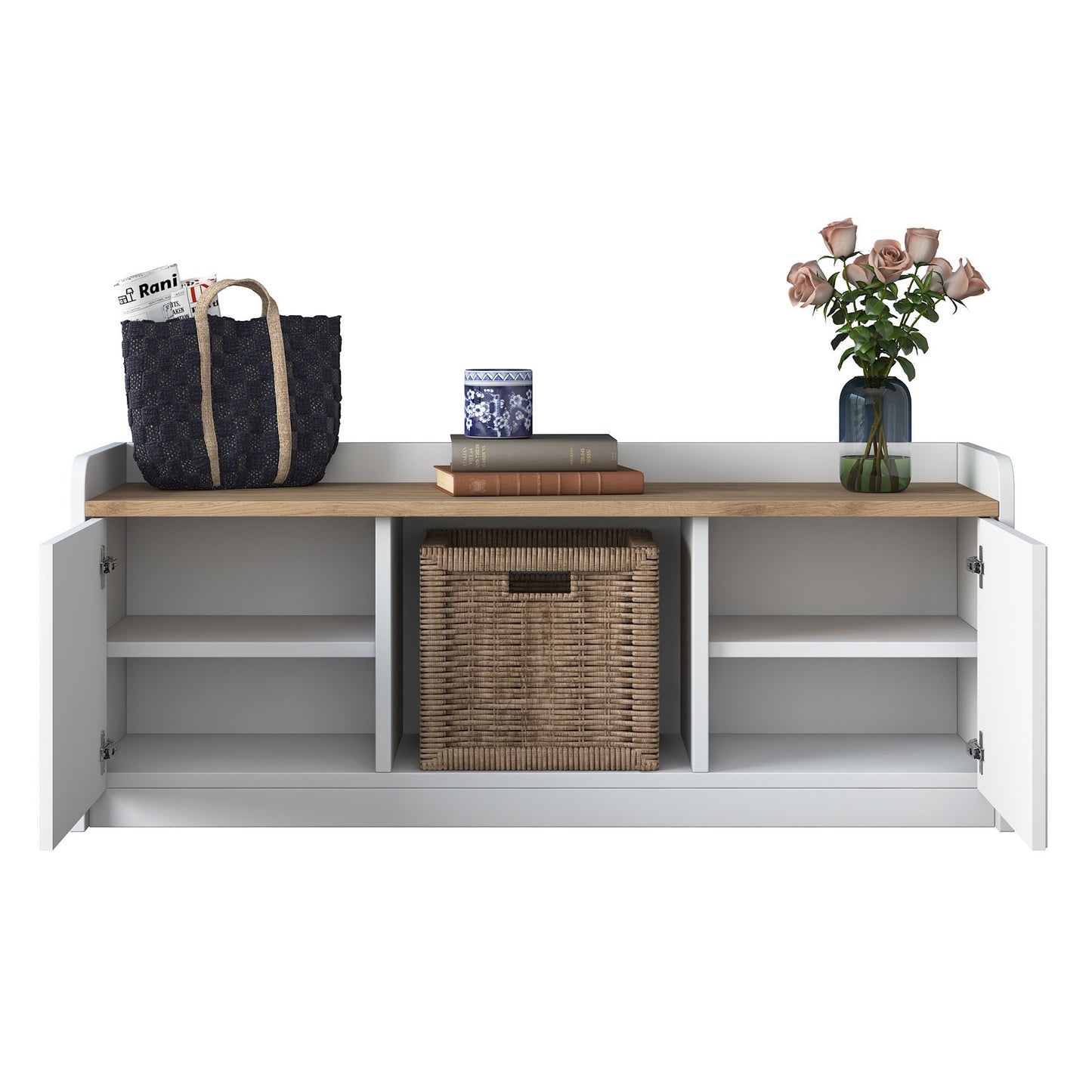 Ormarić za cipele, Bijela boja Orah, P2 - 1808 - Walnut
