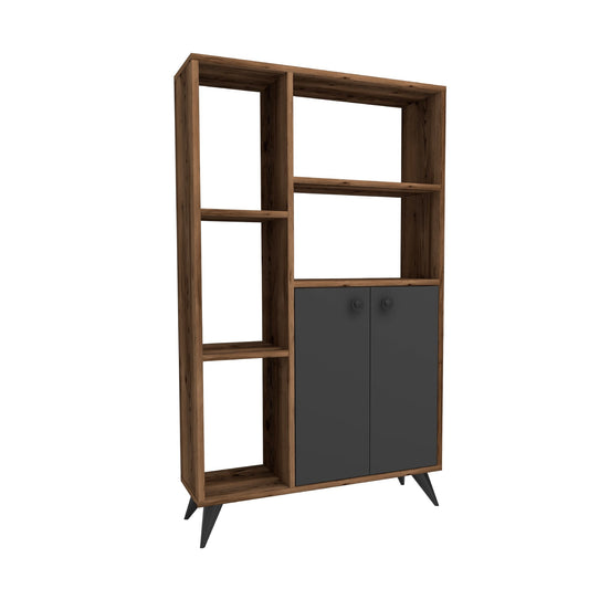 Polica za knjige, Meldan - Light Walnut, Anthracite