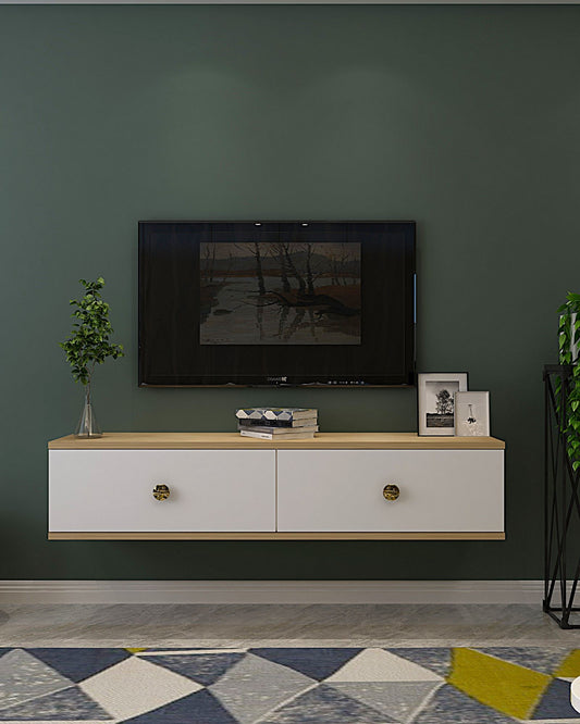 TV Ormarić 370, Safirni Hrast, Bijela, Zlatna