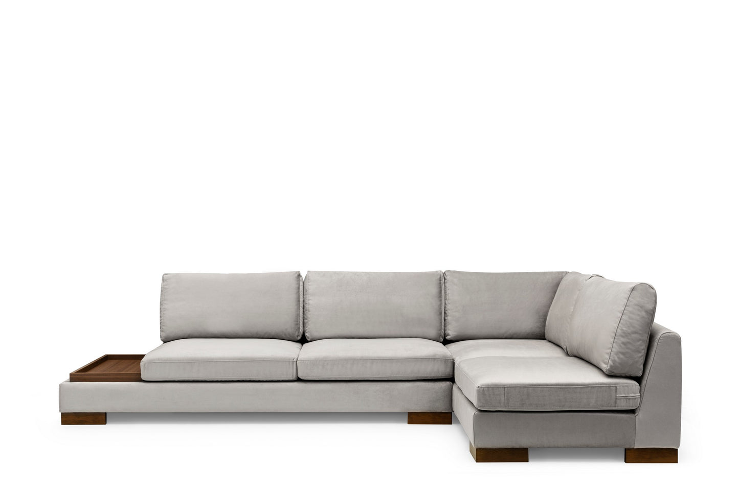 Kutna garnitura TULIP, desna, svjetlo sivo, Tulip Corner Right With Pouf - Light Grey