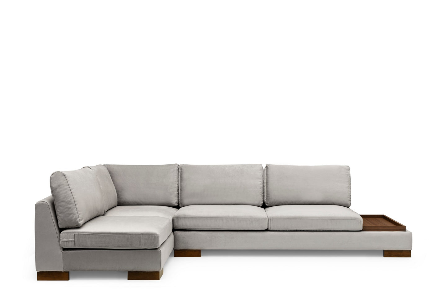 Kutna garnitura TULIP, lijeva, svjetlo sivo, Tulip Corner Left With Pouf - Light Grey
