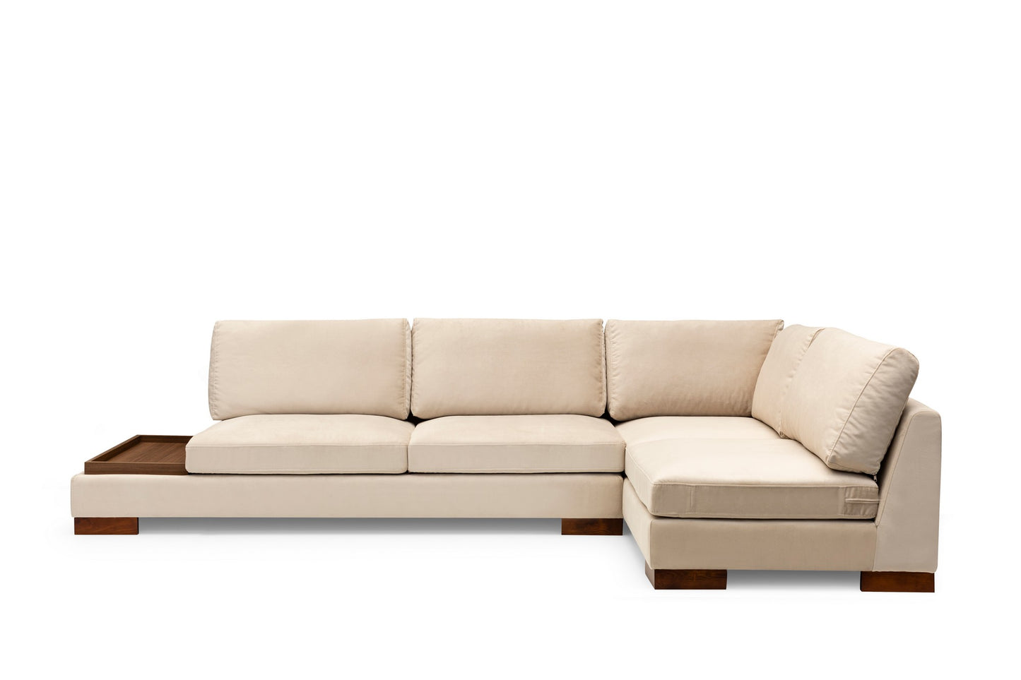 Kutna garnitura TULIP, desna, bež, Tulip Corner Right With Pouf - Beige