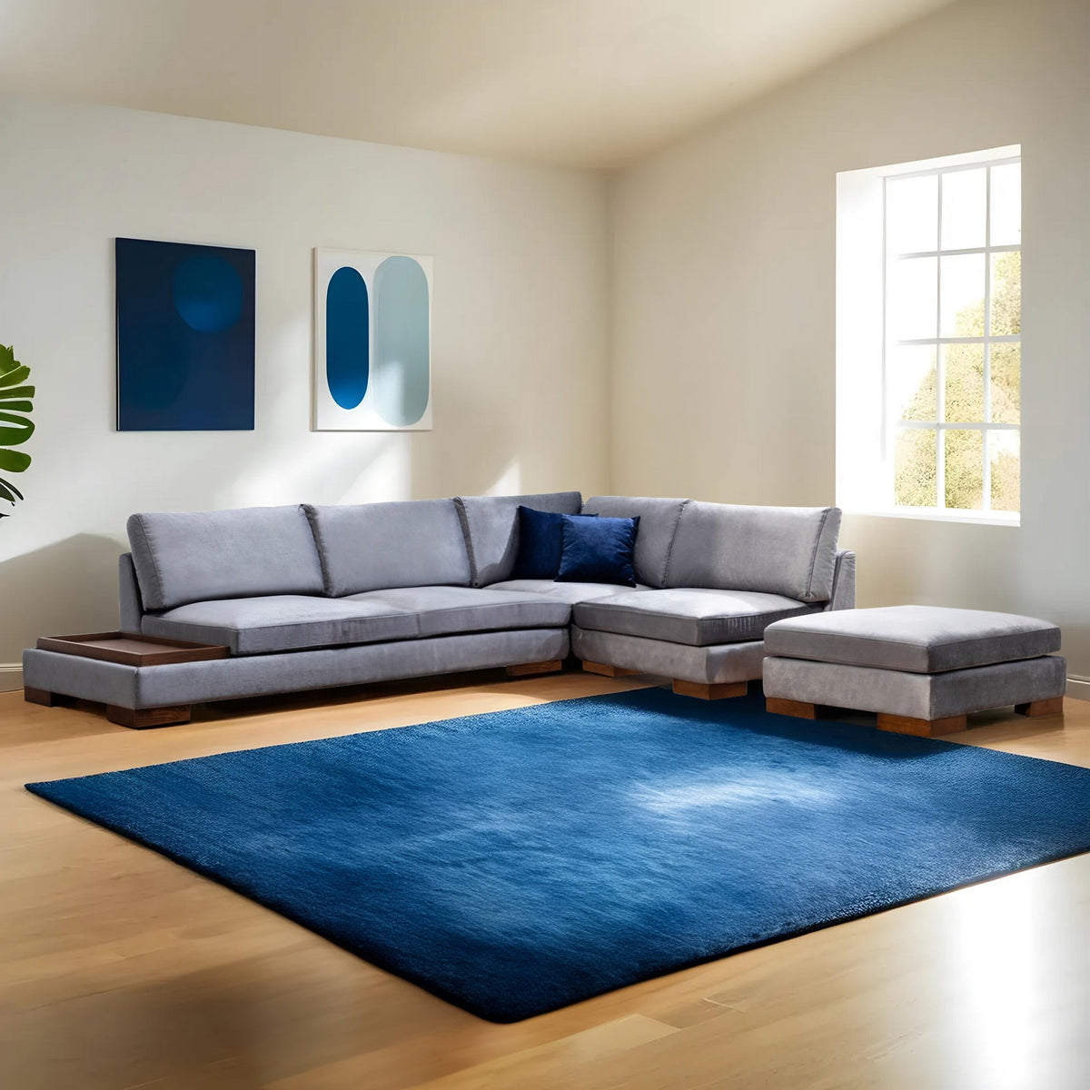 Kutna garnitura TULIP, desna, tamno sivo, Tulip Corner Right With Pouf - Dark Grey