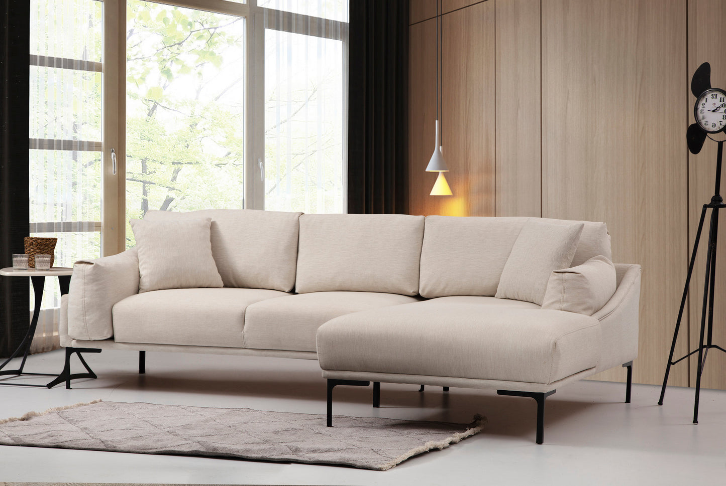 Kutna garnitura LEO, desna, krem, Leo Corner Right - Cream