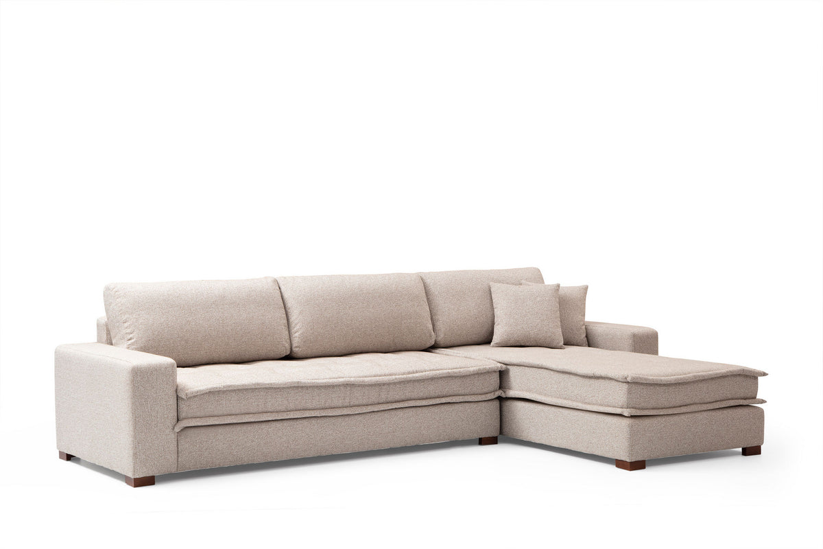 Kutna garnitura, LENA, desna, boja pijeska, Lena Corner (L3-CHL) - Sand Beige