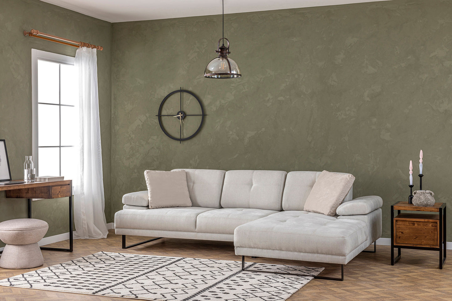 Kutna garnitura, Bež, Mustang Small Right - Beige