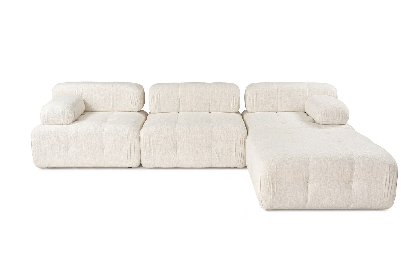 Kutna garnitura Doblo 3 Seater with Pouffe ( L1-O1-1R-Pouffe) - Cream